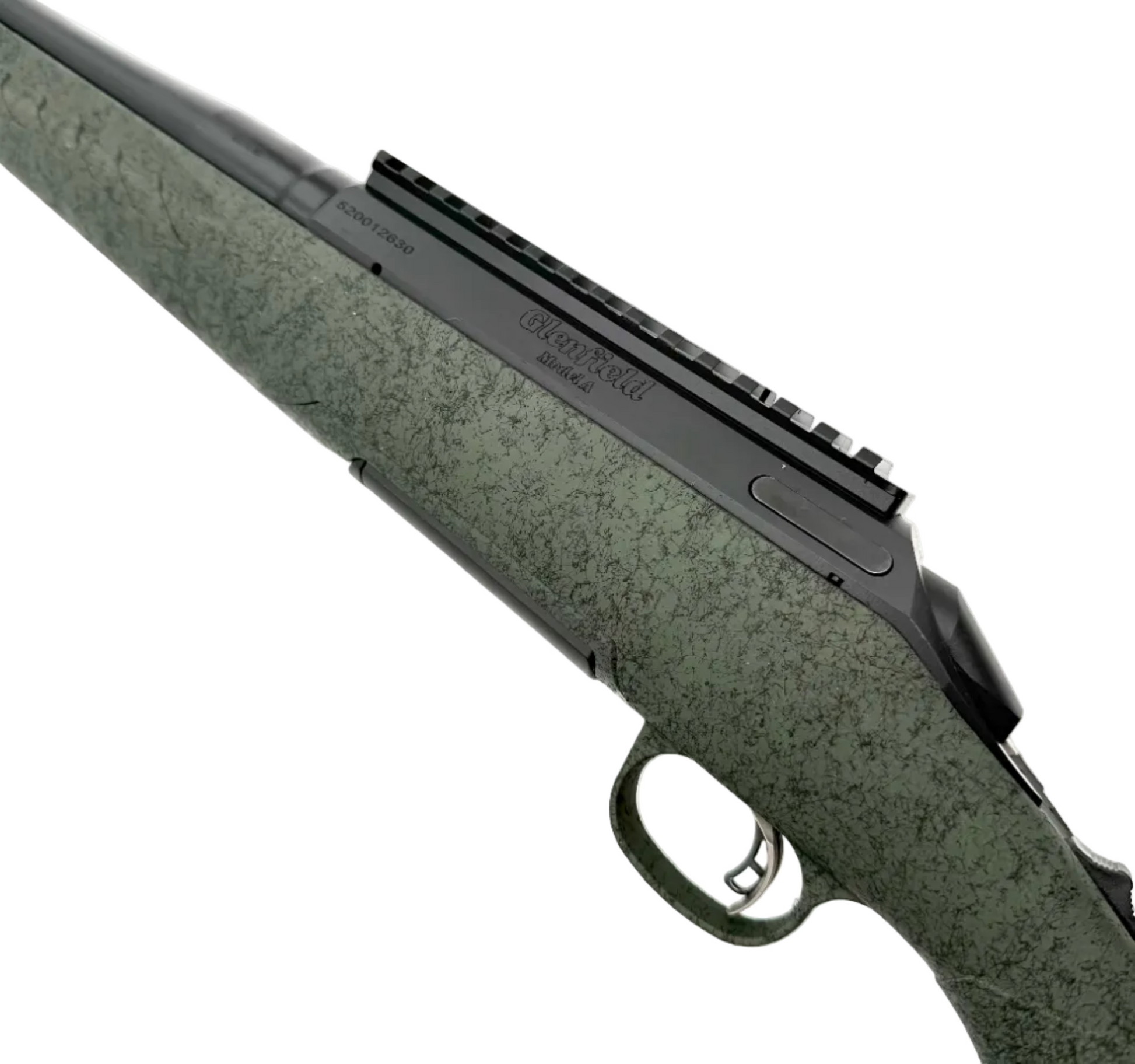 Rifles with green stock and black receiver on a white background