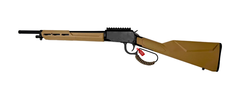 Rossi Rio Bravo .22LR lever action rifle with wooden stock and metal barrel, displayed on a plain background.