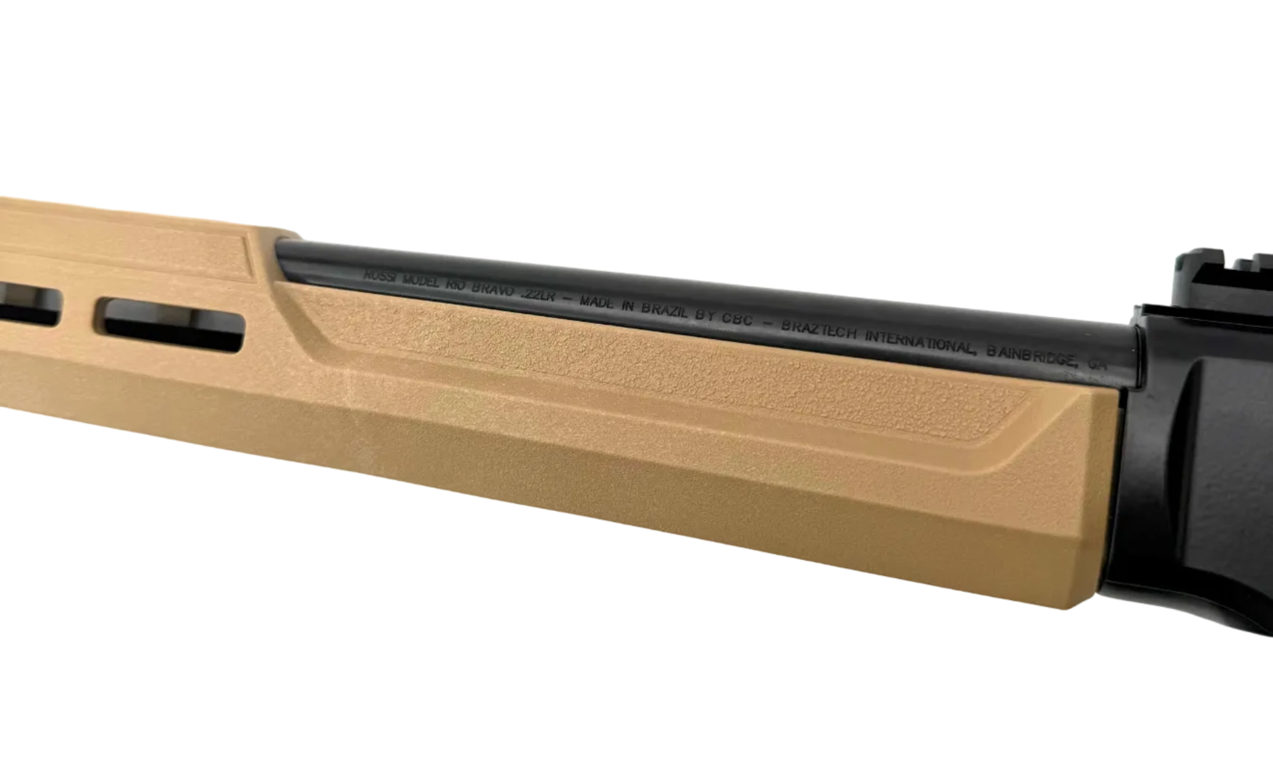 Rossi Rio Bravo .22LR lever action rifle with wooden stock and metal barrel, shown in a side view.