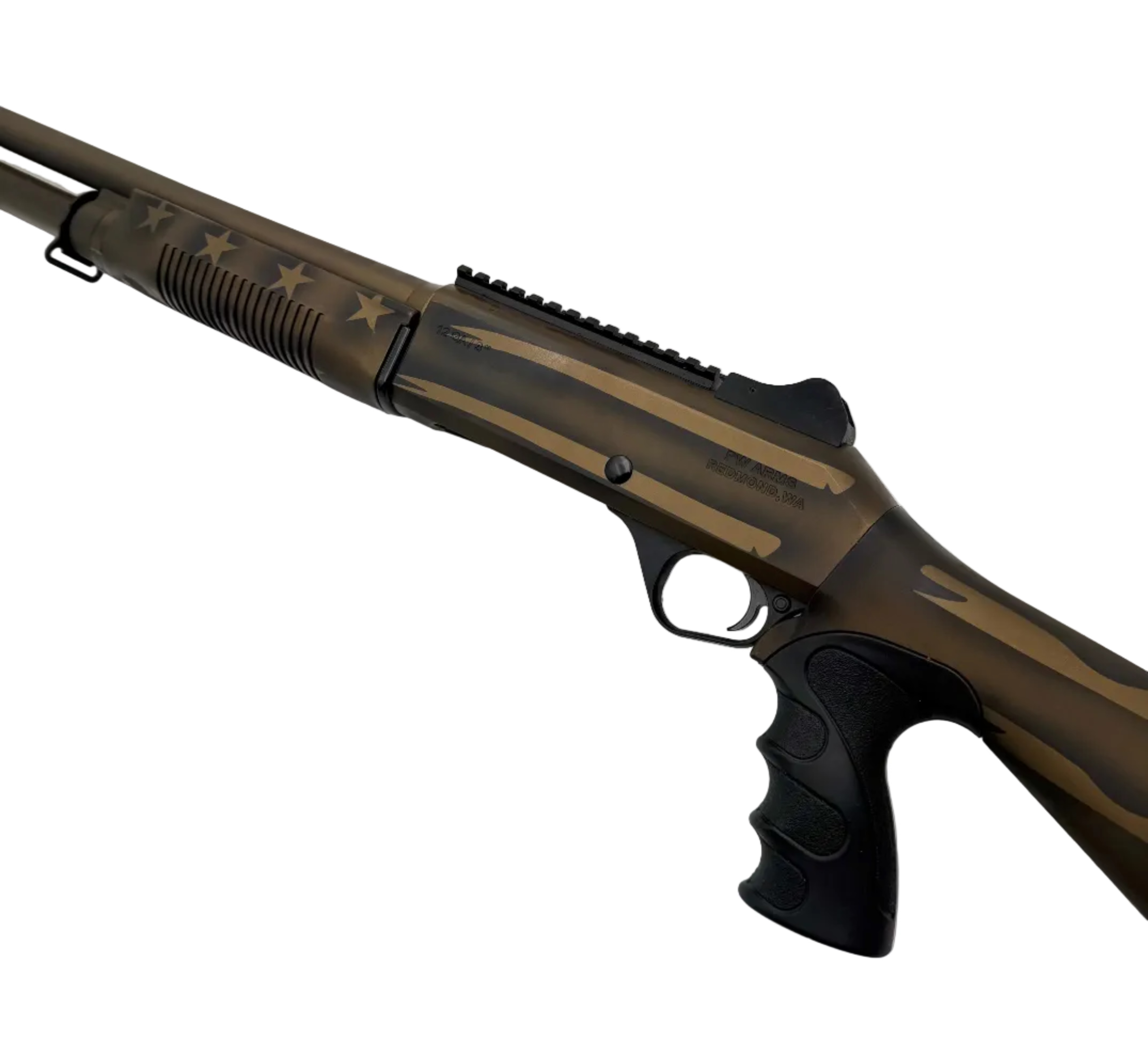 Panzer Arms M4 Tactical 12 Gauge semi-auto shotgun with black synthetic stock and tactical rails.