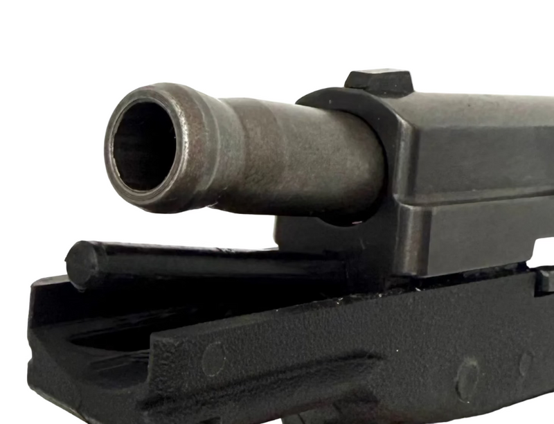 KelTec PF9 9mm semi-auto pistol with black slide and grip, shown from side view, on a white background.