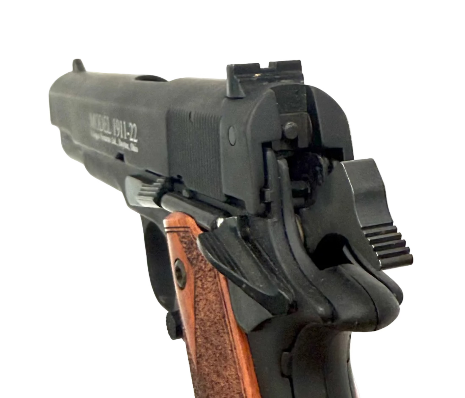 Chiappa 1911 .22LR semi-auto pistol with black finish and ergonomic grip, designed for target shooting and plinking.