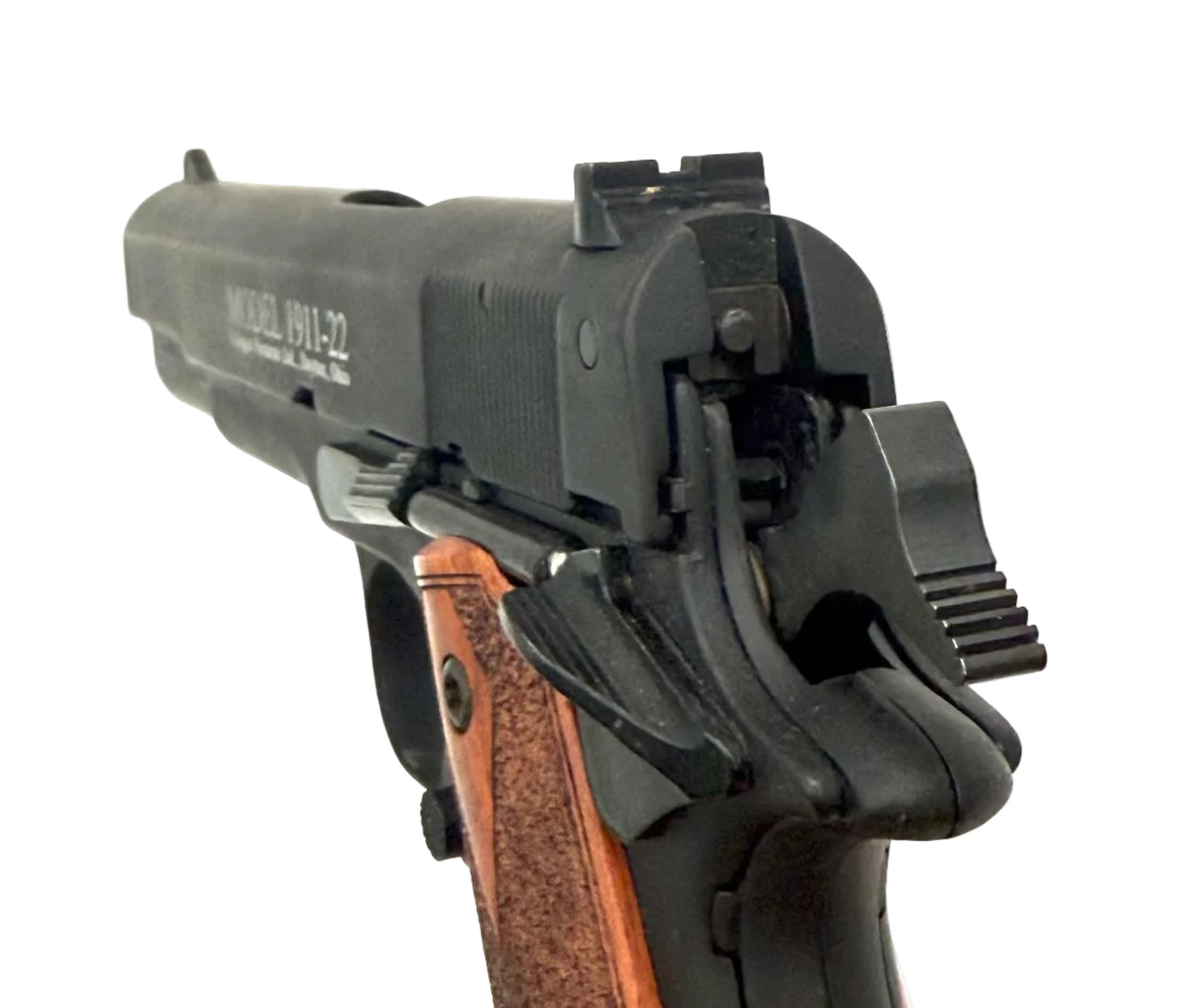 Chiappa 1911 .22LR semi-auto pistol with black finish and ergonomic grip, designed for target shooting and plinking.