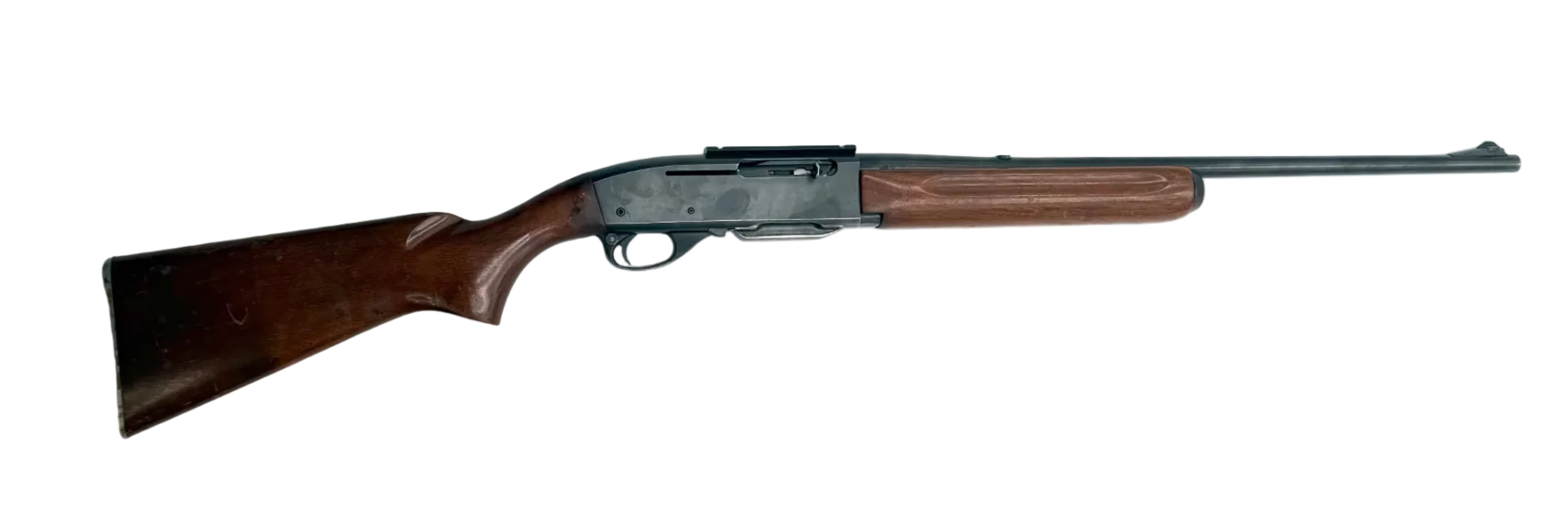 Remington Model 740 .30-06 Springfield semi-auto rifle with wooden stock and metal barrel, displayed on a plain background.