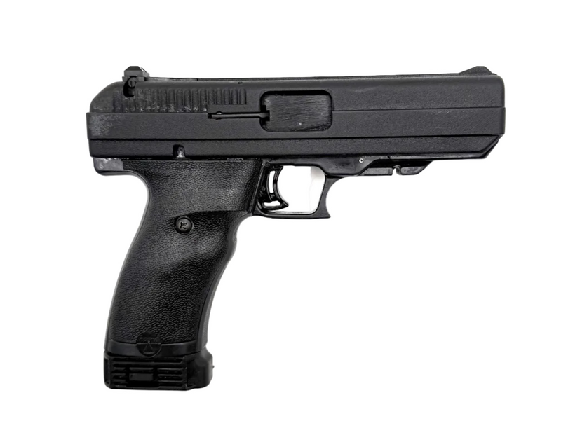 Hi-Point Model JCP .40 S&W semi-auto pistol with black polymer grip and metal slide, shown from a side angle.