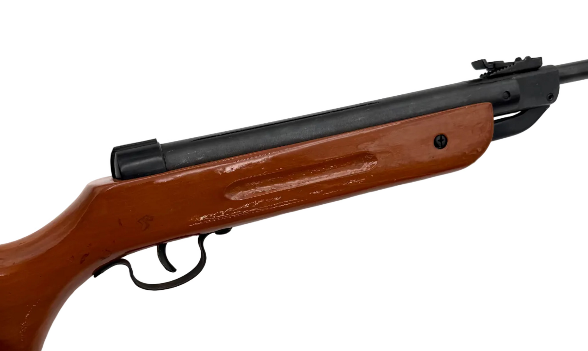 Haag Ventures Chinese single shot airsoft BB rifle with wooden stock and metal barrel, displayed on a neutral background.