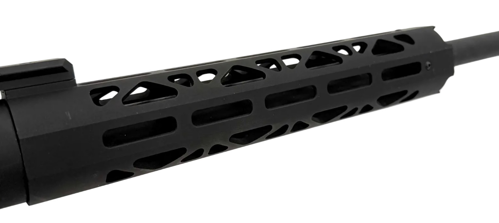 Semi-auto rifle by Rock Island, TM22-A18 model, featuring a sleek black finish and tactical design elements.