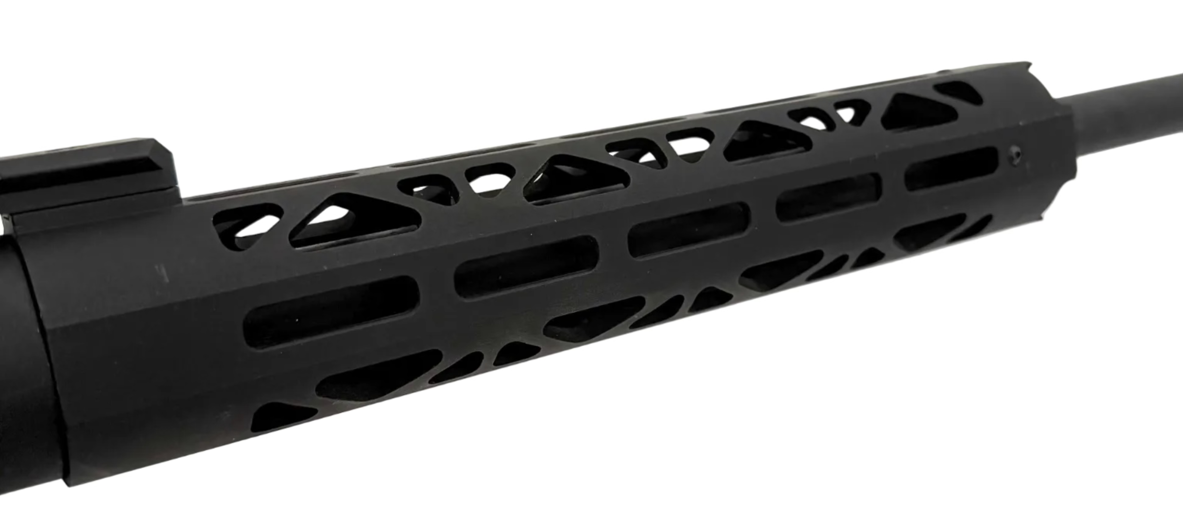 Semi-auto rifle by Rock Island, TM22-A18 model, featuring a sleek black finish and tactical design elements.