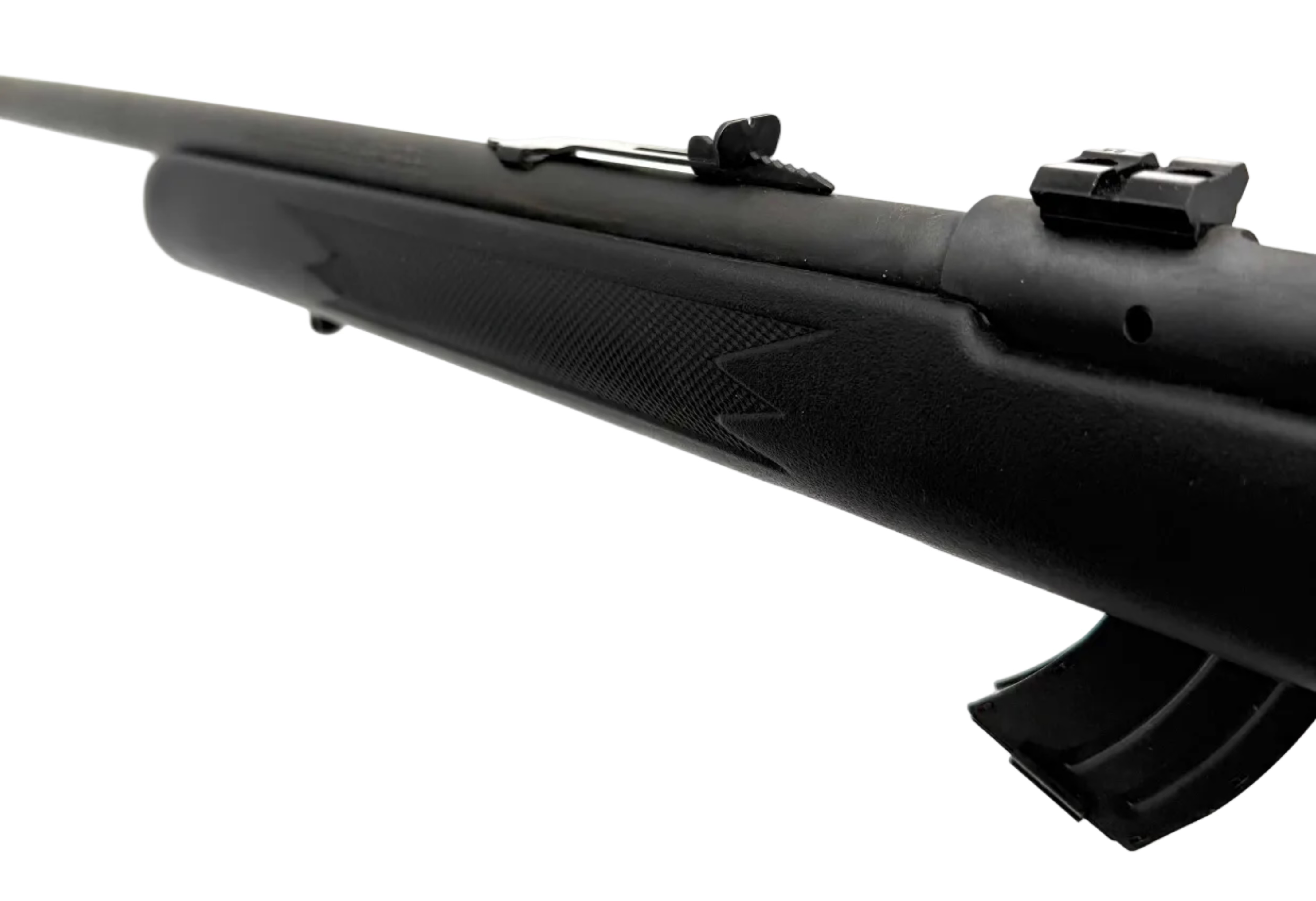 Savage Arms Savage Mark II F .22LR bolt action rifle with wooden stock and matte barrel, ready for target shooting or hunting