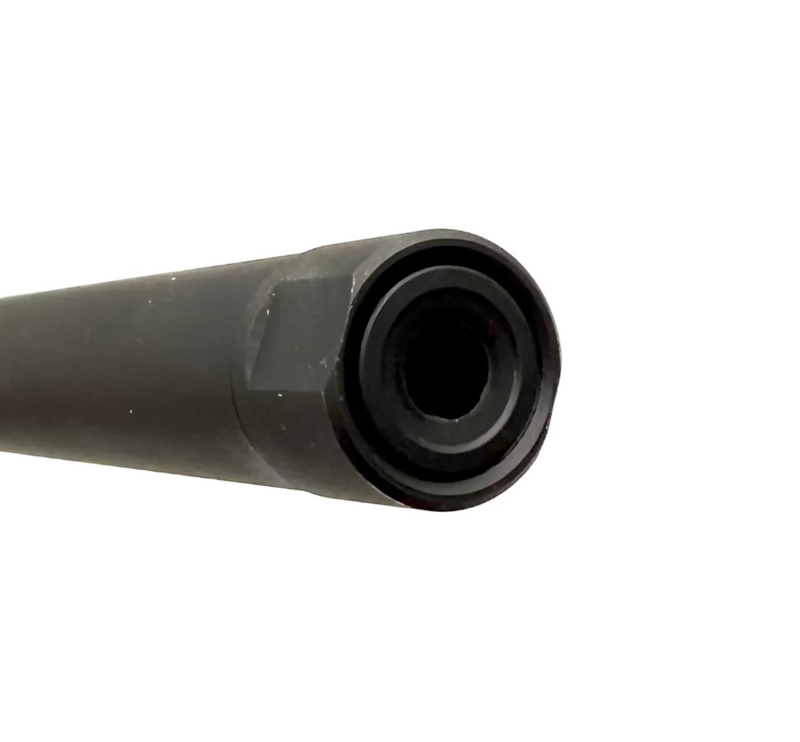 Glenfield Model A bolt action rifle with a wooden stock and metal barrel, chambered in 6.5 Creedmoor, shown from the side.