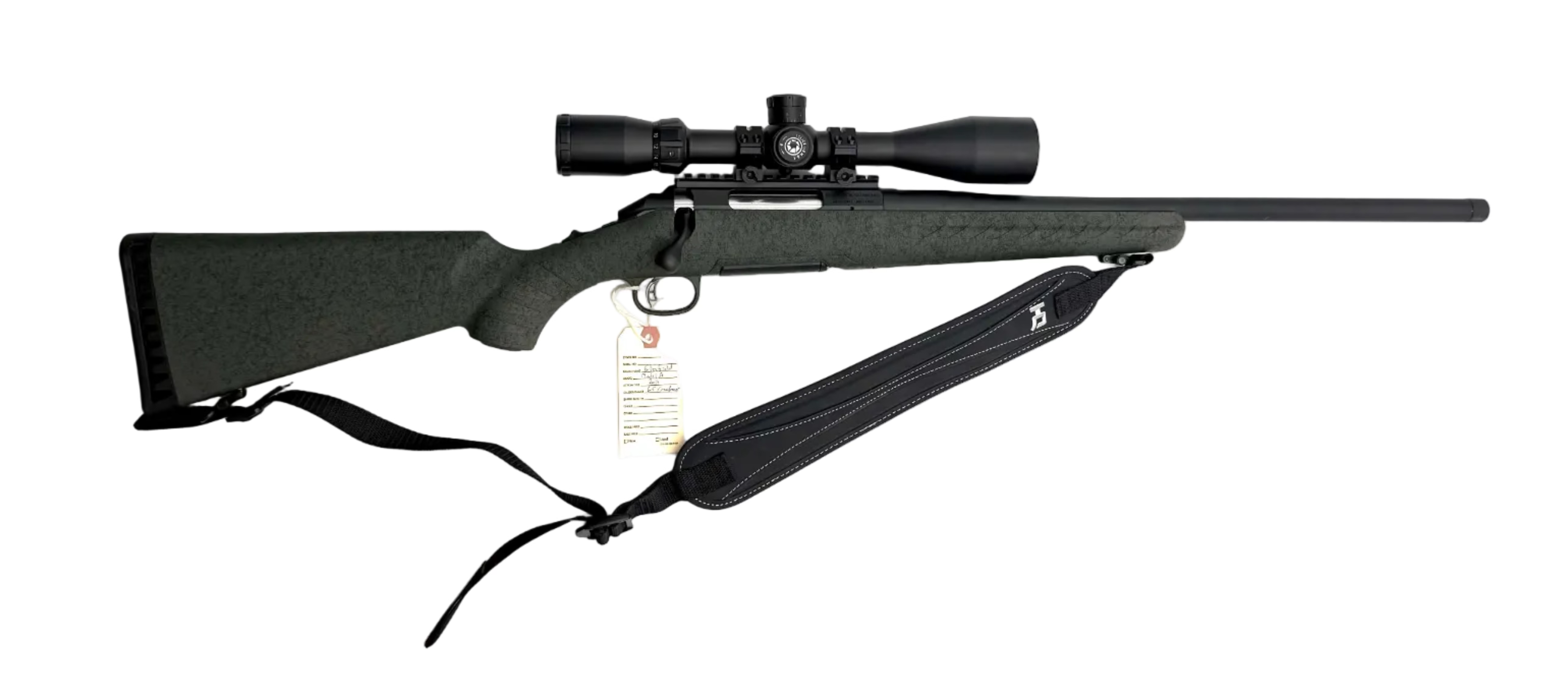 Glenfield Model A bolt action rifle in 6.5 Creedmoor with wooden stock and metal barrel, ready for hunting or target shooting.