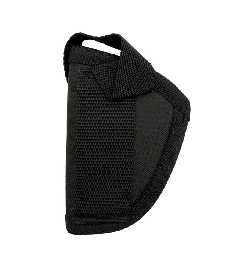 Black Tagua 110 nylon holster showing durable design and adjustable strap for secure firearm carry.