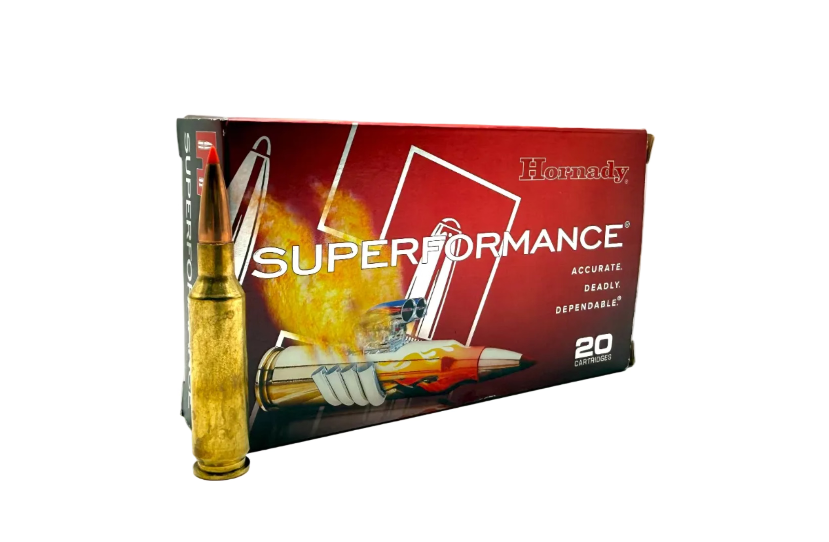 Hornady Superformance 6.5 Creedmoor 120gr GMX bullets, box of 20 rounds of high-performance rifle ammo, close-up.