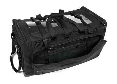 Blackhawk A.L.E.R.T. 5 heavy-duty tactical bag with strike webbing, black color, showing durable fabric and multiple compartments.